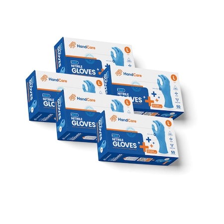 Handcare Disposable Gloves, 8 mil Palm, Nitrile, Powder-Free, XL, 500 PK, Blue HC-NEBL80XL